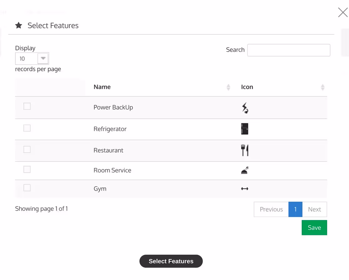 Screenshot of the booking system